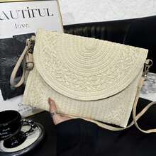 Straw Handbag Wallet With Adjustable Strap, Beach Fashion, Beautiful Women's Bag, Cell Phone And Objects Holder, Summer Fashion, Boho Chic Style, Small  Bag For Events Or Everyday Use, Very Large Capacity, Adjustable Strap - Màu Khaki - Xem 8