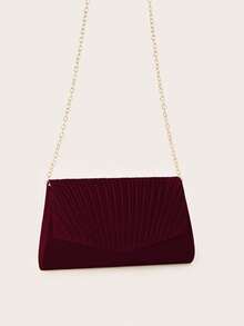 REMANLAND Bolsa clutch elegante em formato de leque plissado, com design minimalista e cores vibrantes. Uma companheira perfeita para encontros, galas e coquetéis, além de um presente ideal para mulheres. - Borgonha - Ver 3
