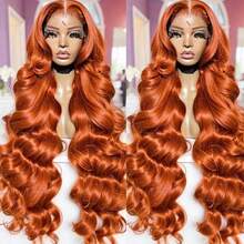 NARNI 30 Inch Ginger Wig Human Hair Orange Ginger Lace Front Wigs Human Hair Glueless Body Wave Human Hair Wigs 250% Density 13x6 HD Lace Front Wig 100% Glueless Ginger Wig Human Hair HD Transparent Lace Frontal Wigs Pre Plucked Hairline 350# Ginger Colored Wig - S350 - 查看 9