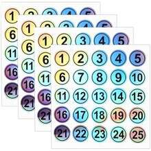 100 PCS 0.78in Laser Consecutive Number Stickers,4 Sheets 1 To 25 Waterproof Round Number Labels Self Adhesive Number Decals Small Round Labels Waterproof Inventory Stickers(Black) - Black - 查看 1