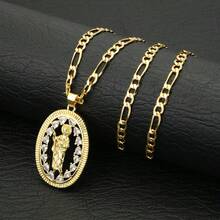 圣犹达吊坠项链（1件），宗教饰品，绝望者的守护圣人，信仰主题圣殿项链，完美的节日礼物，复活节/耶稣升天节/日常佩戴 - 金色 - 查看 6