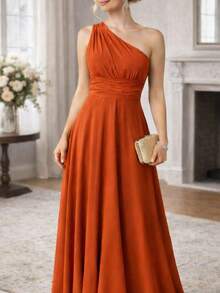 Bridesmaid Dress Party Guests Reception Graduation Without Shine Limp Mule In Fluity - Burnt Orange - View 2