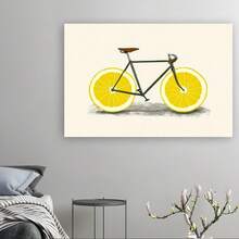 Framed Canvas Lemon Bicycle Art Print Poster - Canvas Wall Art Decor, Fantasy Themed Art Deco Modern Retro Style, Ink Medium, Indoor Hanging Decor For Living Room, Bedroom, Home Office - Zest  Wall Poster - 框架 - 查看 4