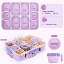 Caperci Snackle Box Container - Large 10-Compartment Divided Snack Serving Tray With Lid & Handle, Built-In 2 Dressing Containers, Leak-Proof, Dishwasher - View 4