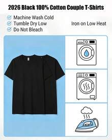 Retro Style Graphic Cotton Tee - Soft Crewneck Short Sleeve Everyday Wear S - Black - View 6