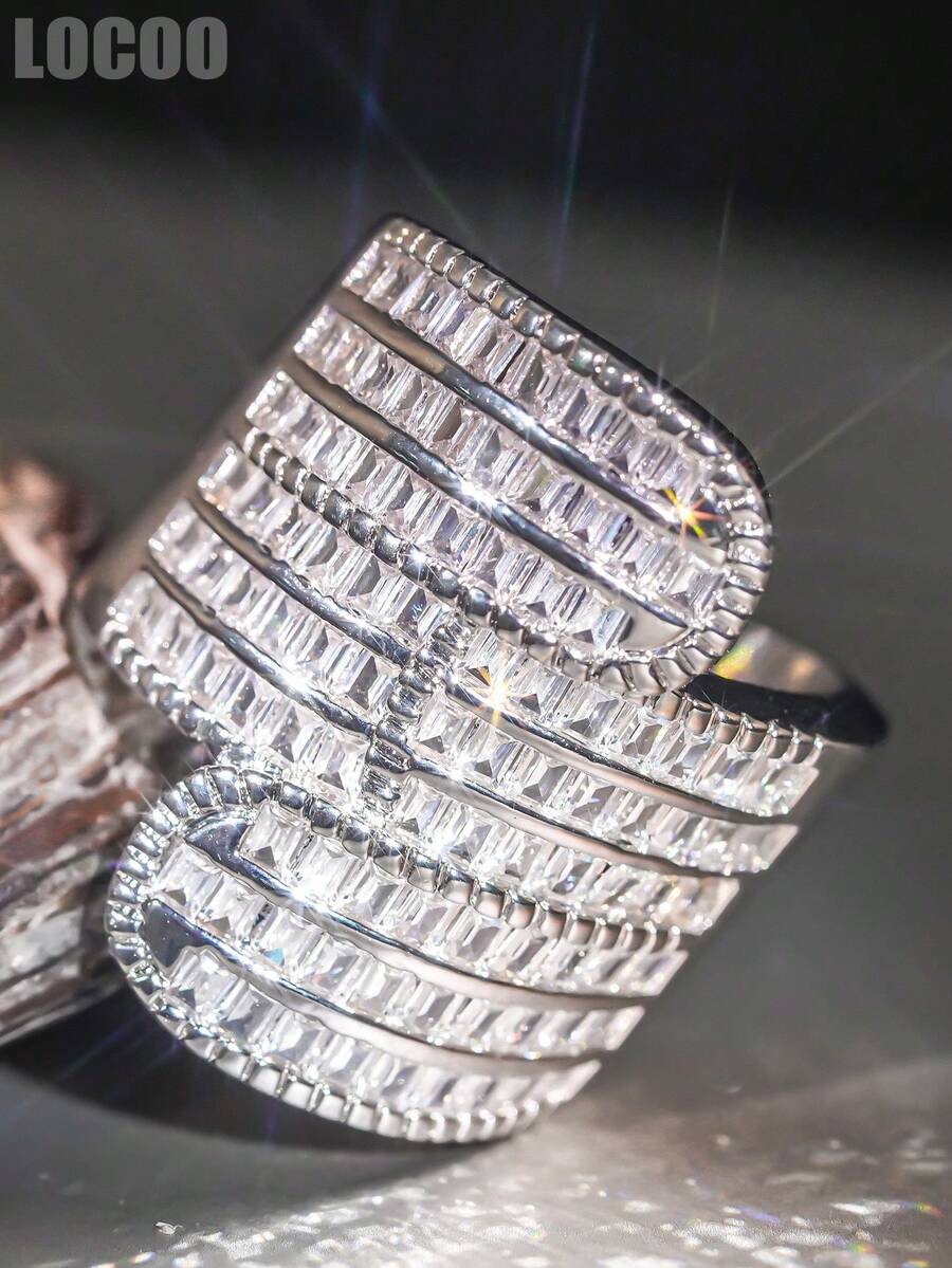 1 PC Pretty Cubic Zirconia Ring For Women For Wedding Engagement Anniversary Party Jewelry Valentine's Day Gift - 1# - View 1