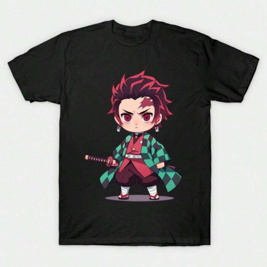 Tanjiro T-Shirt, Anime Grafik T-Shirt, Manga Shirt, Tanjiro Anime T-Shirt, Geschenk für Kimetsu No Yaiba Fans - Schwarz - Übersicht 1