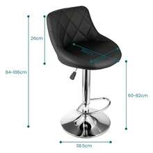 Set Of 3 Modern Bar Stools | Leatherette Adjustable Swivel Gas Lift Breakfast Chairs For Kitchen Island, Counter & Home - Black - View 2