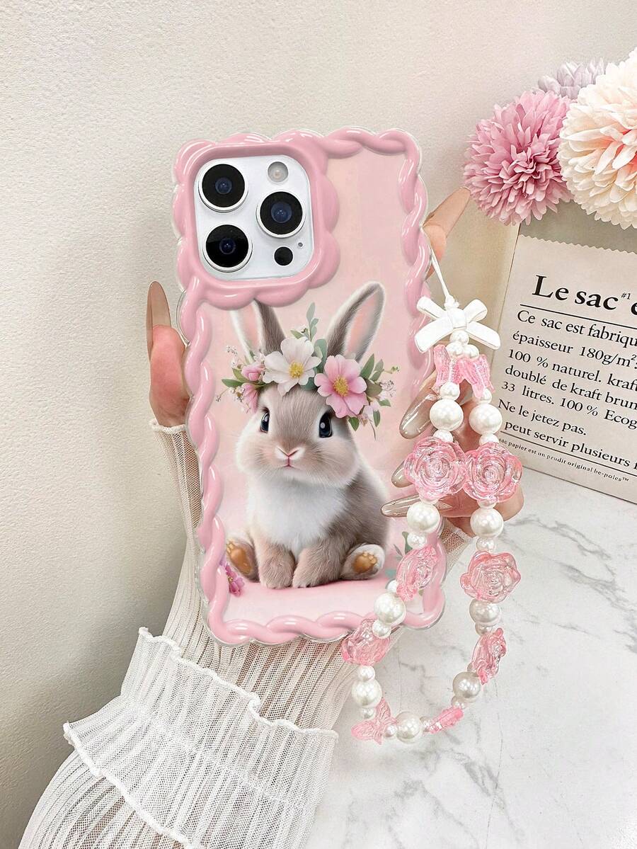 Braided Rabbit Flower Painted Anti-Drop Phone Case, Compatible With IPhone 14, 14 Pro, 14 Pro Max, 13, 13 Pro, 13 Pro Max, 11, 11 Pro Max, 12, 12 Pro, 12 Pro Max, XR, XS, 15, 15 Pro, 15 Pro Max, 16, 16 Pro, 16 Pro Max, 17, 17 Pro, 17 Air, 17 Pro Max, Premium Anti-Drop Phone Protective Cover - Multicolor - View 1