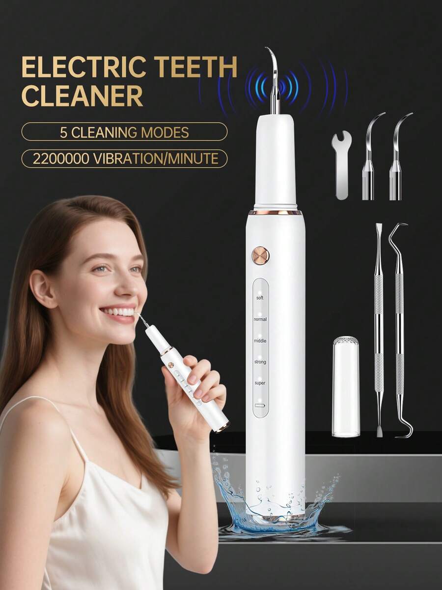 ENSSU 1 Set T4 Ultrasonic Tooth Cleaner Kit, Electric Ultrasonic Tooth Cleaner For Removing Tartar, 1pc Ultrasonic Tooth Cleaner, Oral Cleaning Kit, Recommended By Oral Health Experts, IPX6 Waterproof
