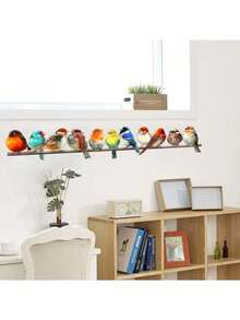 1pc Branch-Perched Bird Wall Sticker, Minimalist Natural Decal, Removable Self-Adhesive Design, Adds Poetic Accents To Living Room Or Bedroom. Elegant Branch-Perched Bird Decal For Entryway Or Hallway, Easily Peel And Stick To Create A Harmonious First Impression, Instantly Adds Organic Graceful Ambiance To Any Space. - Birds On the Branches - View 5