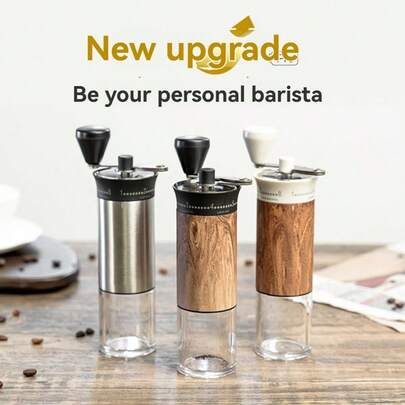 1pc Stainless Steel Manual Coffee Grinder, Portable Hand Crank Coffee Mill For Home & Outdoor Use