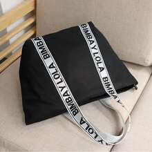Sac bandoulière femme en nylon grand format, cabas zippé multipoches idéal pour le travail, les voyages et les études, sac à main spacieux avec bandoulière ajustable. - Poudre Black Plus - Voir 2