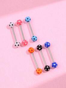 6件套时尚独特舌环，朋克摇滚性感别致夜光星形设计，适合日常佩戴、派对和节日场合。 - 彩色 - 查看 4