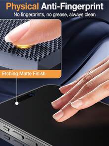 3pcs 9H Matte Ceramic Tempered Glass Screen Protector Compatible With IPhone 17 Pro Max/17 Pro/17 Air/16 Pro Max/16 Pro/14/13/12/11, Full Screen Coverage, Scratch-Resistant, Anti-Fingerprint - Black - View 3