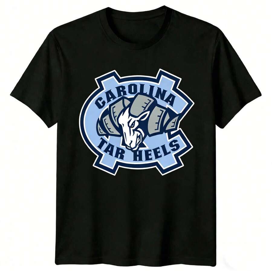 NCAAs North Carolina Tar Heels Ram Mascot Logo Graphic T-Shirt.Tar Heels Tee NCAAs T-Shirt, CollegeBasketball Tee, - 黑色 - 查看 1