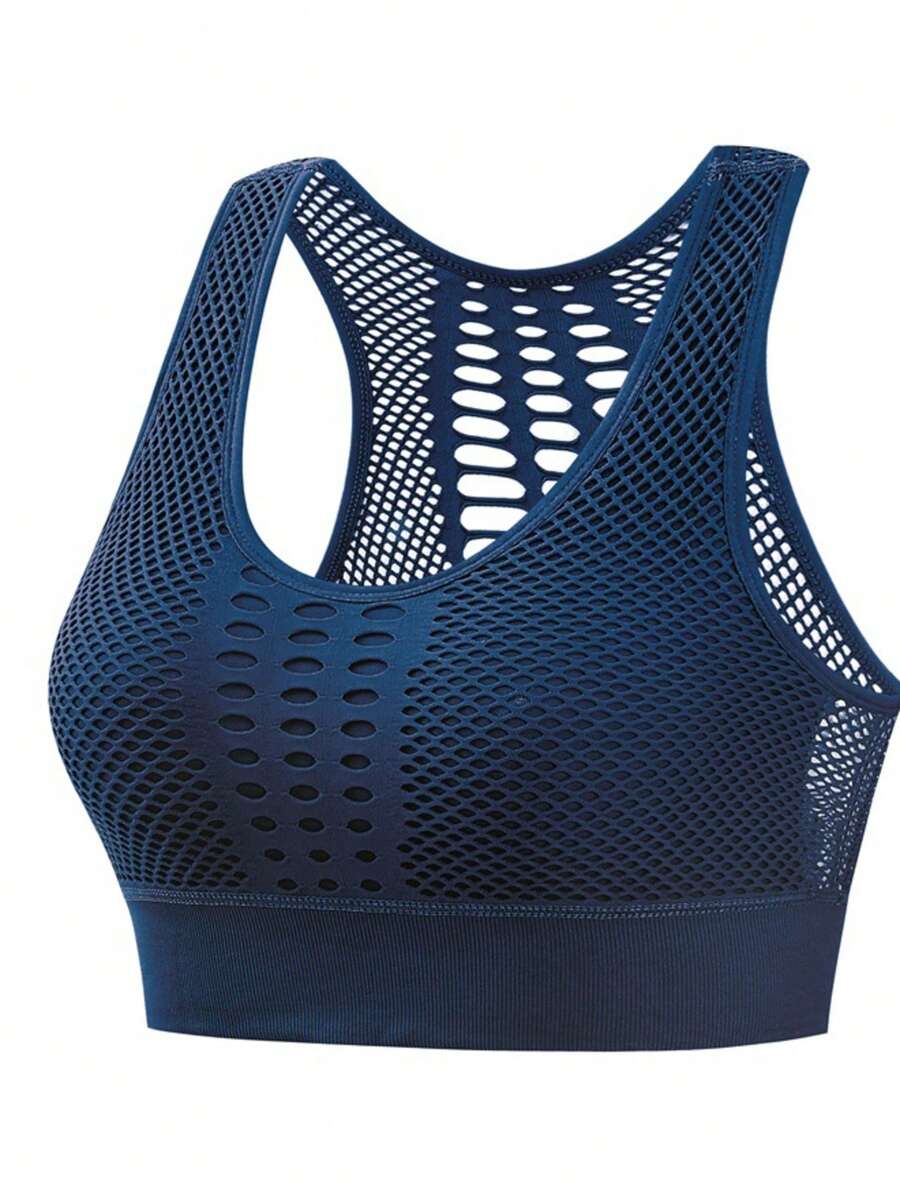 Sujetador deportivo sin aros para mujer, blanco - M - Azul Marino - Ver 1