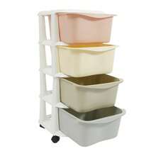 ZHFEISY 4 Tier Rolling Storage Drawer Cart, Plastic Storage Trolley With Wheels Studio Organizer Bins 4 Drawer Organizer Bins Utility Cart For Office Living Room Bathroom - Multi-color - View 8