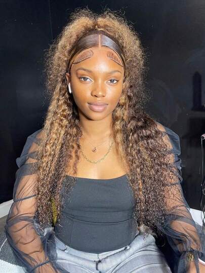 VIOLLY 200 High Density 14Inch Natural Black Color Deep Wave Short Bob Cut Afro Wig With Baby Hair Ear To Ear 13X4 HD Transparent Lace Frontal Weave Wig For Pre Plucked Natural Hairline Cosplay Daily Brown Ombre Highlight Honey Blonde Afro Curly Wig Human Blended Heat Resistant Fiber Synthetic Hair Wig Gift Ideas For Women