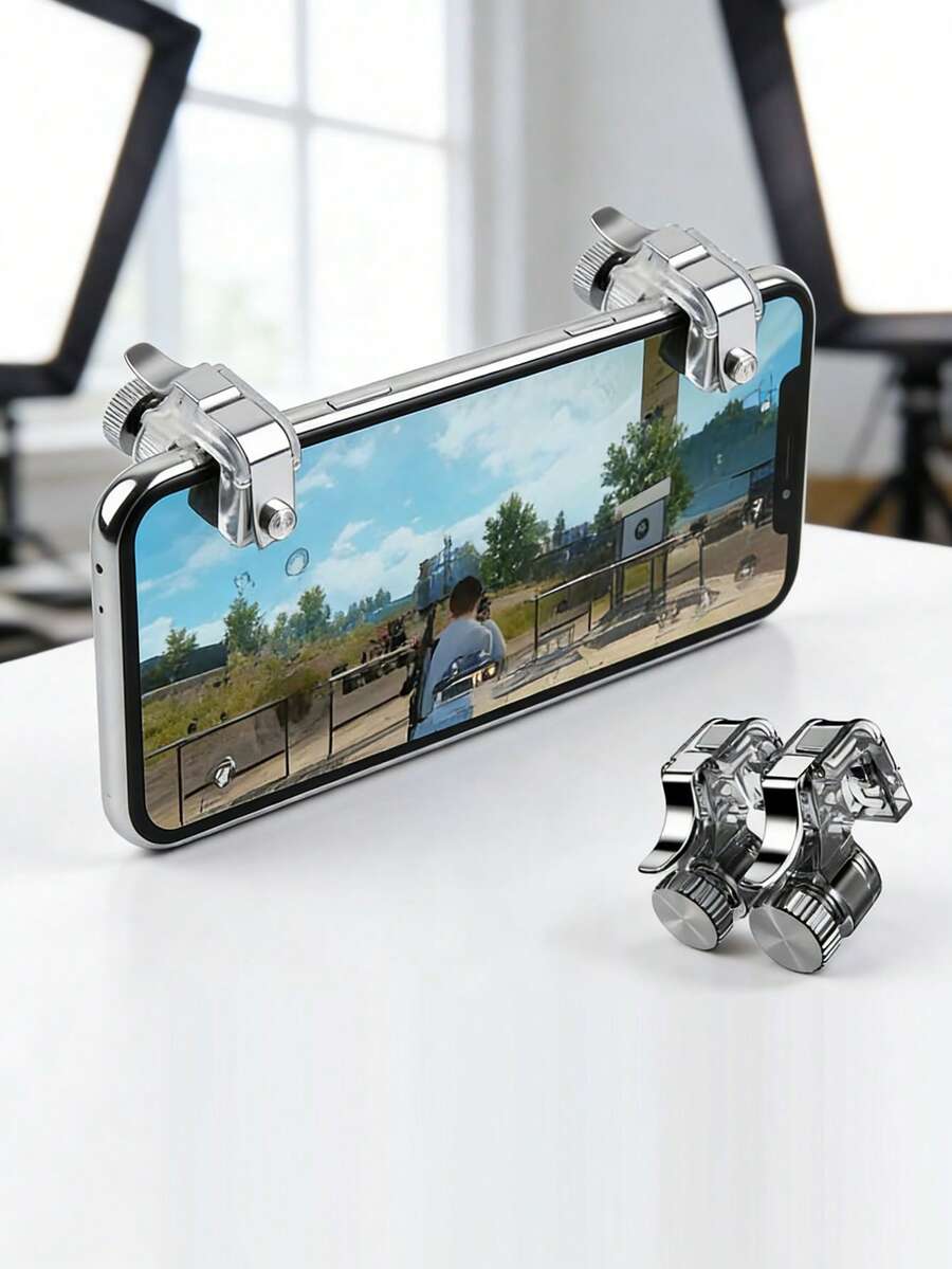 2 piezas de Gatillos de metal de aleación mejorados, botones de disparo L1 R1 de alta sensibilidad para juegos móviles en Android e iOS, accesorios de juego ergonómicos antideslizantes para disparar y apuntar rápidamente, regalo de cumpleaños