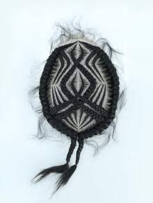 6英寸合成编织假发，独特蕾丝编织设计，平行方格编织，时尚商务发型，适合非洲男士，黑色 - 黑色 - 查看 15