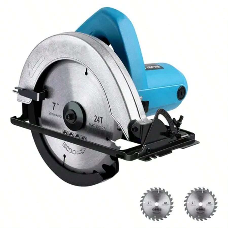 Sierra Eléctrica Circular, 7 1/4 Pulgadas, 1500W, Ideal para Cortar Madera y Plástico, Herramienta de Carpintería Profesional Azul - Azul menta - Ver 1