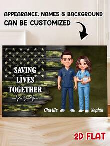 Catygift Customized Canvas Art, Medical Professional Artwork, Personalized Medical Gift, Saving Lives Together, Gift For Nurses And Doctors, Customized Name Background - As Shown - View 5