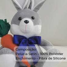 Coelha Pelúcia Páscoa C/ Cenoura Easter Bunny Decoração Presente Infantil Cesta - Azul Marinho - Visão 3