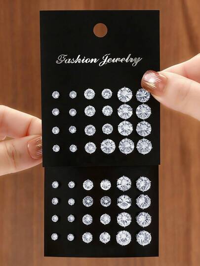 12 Pairs Of Luxurious, Minimalist, Sparkling Geometric Earrings, Perfect As A Gift For Parties, Gatherings, Holidays, And Other Occasions.