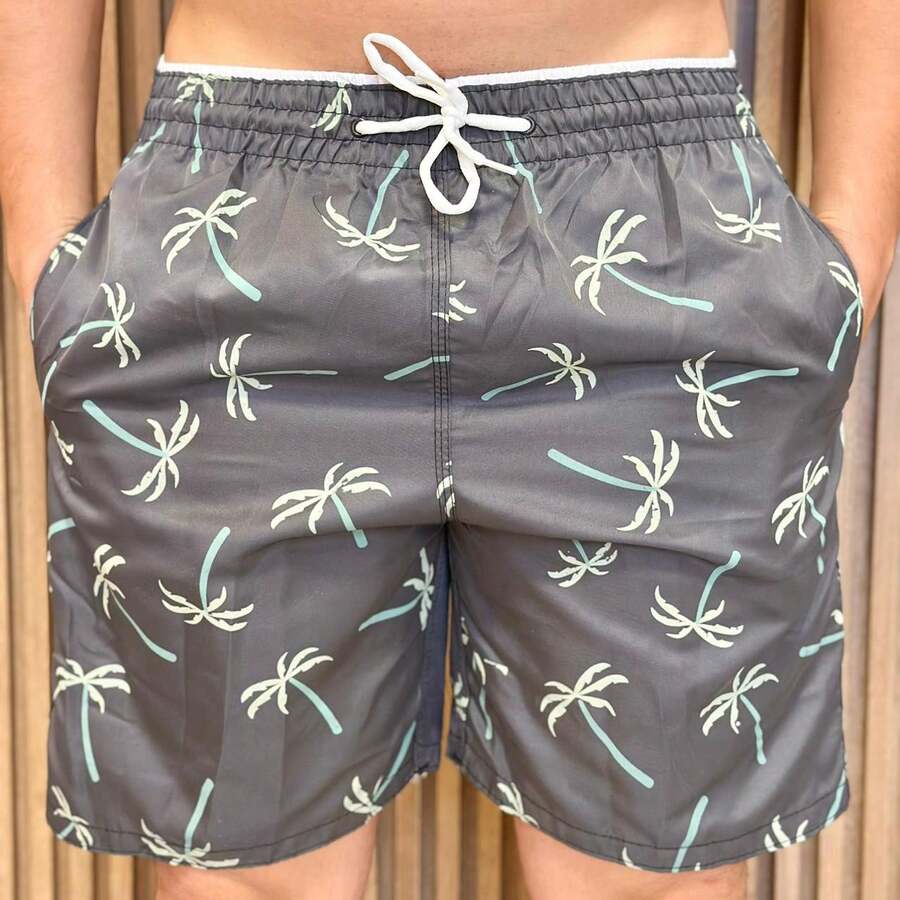 Bermuda Shorts, Small, Printed, Various Colors, In Thick Tactel Fabric, Men's Shorts. - Grey - View 1