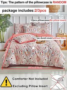 Bộ ga trải giường 2/3 món họa tiết retro màu đỏ, chất liệu polyester, phong cách Bohemian, phù hợp cho mọi mùa, mềm mại và thoáng khí, có thể giặt máy, trang trí phòng ngủ, món quà tuyệt vời (1 ga trải giường + 1/2 vỏ gối, không kèm ruột gối) - Nhiều màu - Xem 4