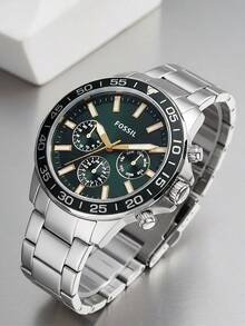 Fossil Men's Stainless Steel Watch With Quartz Movement And Leather Strap - Silver Ribbon Silver Plate - View 6