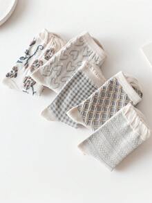 5双泡泡嘴花朵中筒袜，可爱卡通日系3D花朵公主设计，吸湿排汗纯棉休闲家居袜 - 彩色 - 查看 3