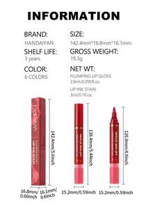 HANDAIYAN 二合一水彩唇彩,滋润保湿,镜面般光泽,持久显色,打造自然唇色。适合返校季、校园派对、新手妆容、万圣节、圣诞节、秋冬季节。是派对、海滩旅行、露营、校园节日活动的理想之选。女士面部彩妆,适合秋冬季节。生日、情人节、母亲节的理想礼物。狂欢节派对必备。最佳色彩选择。 - 彩色 - 查看 9