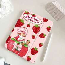 : A Cute Girl And Strawberries. This Stylish  Case Is Compatible With Anti-Drop Function, Sleep/Wake Function Compatible With /, Case, Case,Case, Case 10th Generation,  Case,Cute  Case - Xám - Xem 4