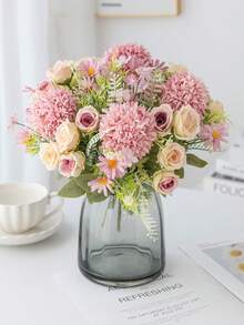1pc 10.62 Inch Romantic Artificial Daisy Rose Fake Plant Plastic Centerpiece Decor, Suitable For Spring/Autumn Wedding Vase Floral Arrangement, Applicable For Mother's Day/Father's Day/Holiday Birthday/Party Decoration/Wedding/Room/Home/Kitchen/Bedroom/Living Room/Dining Table Decor/Bridal Bouquet/Outdoor Garden Decor, Ramadan Decor, Birthday Party Supplies, New Year Gift, Valentine's Day Gift - Purple - View 7