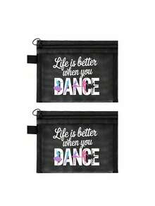 网眼化妆包，舞蹈主题图案，便携式抱枕收纳包，印有“Dance”字样和创意舞者图案，可用作化妆包、护肤包、旅行必备品、宿舍用品、送给女性、舞蹈爱好者、新娘、母亲节、生日、舞者、女孩、女士的收纳袋、送给朋友和舞蹈老师的礼物、浴室收纳、唇彩和化妆品整理袋。圣诞节礼物、复活节礼物。 - 彩色 - 查看 19