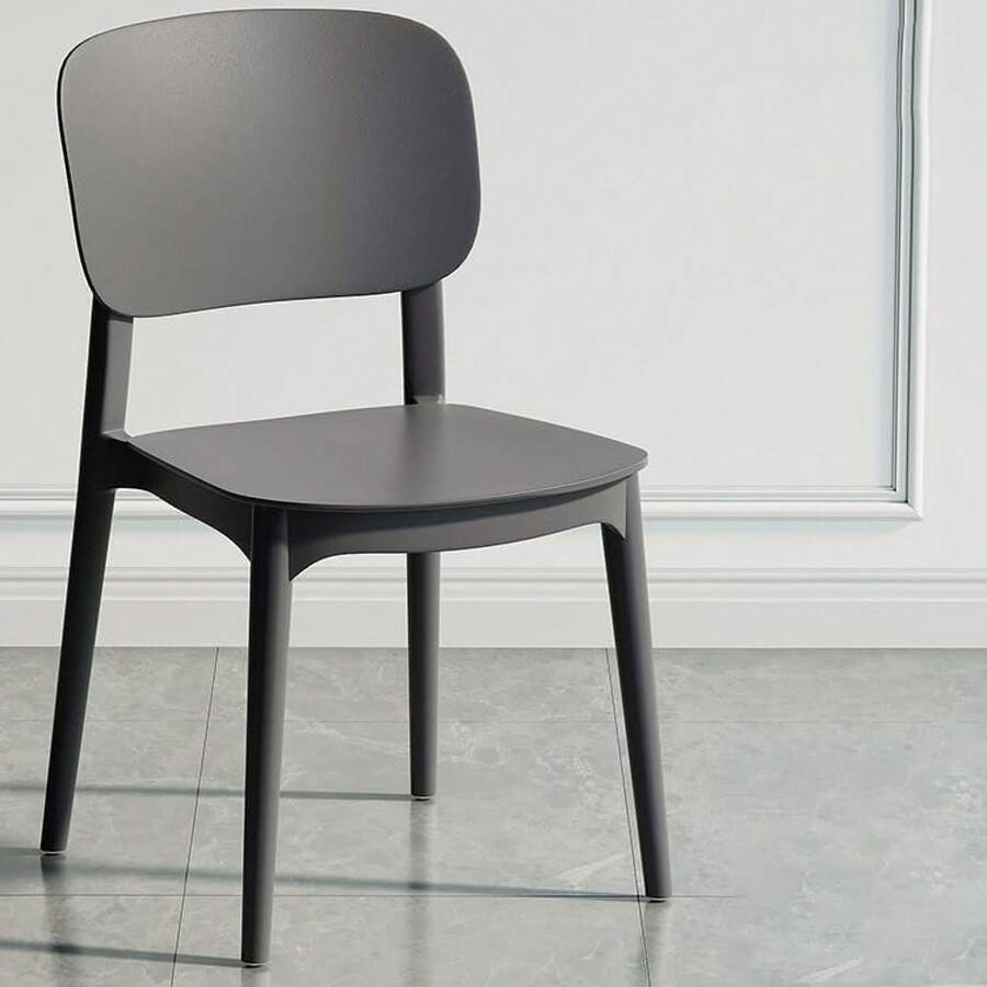 Silla de Plástico con Respaldo de 18 Pulgadas, Silla de Comedor Apilable, Silla de Oficina Portátil, Sillas para Invitados para Cocina Interior, Sala de Reuniones, Comedor (Gris) - Gris - Ver 1