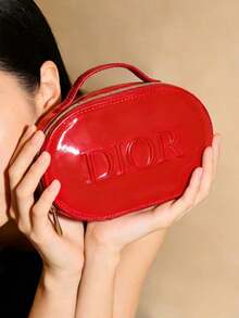 Dior 2025限量版圣诞雪花图案手拿包和化妆包套装，节日收藏品，时尚多功能手提包，非常适合存放化妆品和口红 - 紅色 - 查看 3
