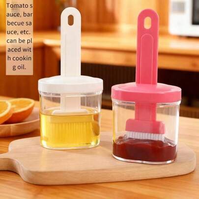 1pc Kitchen Silicone Oil Brush With Bottle, Household High Temperature Resistant Oil Brush, Oil Bottle, Integrated Seasoning Bottle, Barbecue Brush, Outdoor Camping Picnic, Kitchen Stuff Cookware Barbecue Tool Accessories, A Special Gift For Girlfriends, Wives, Mothers