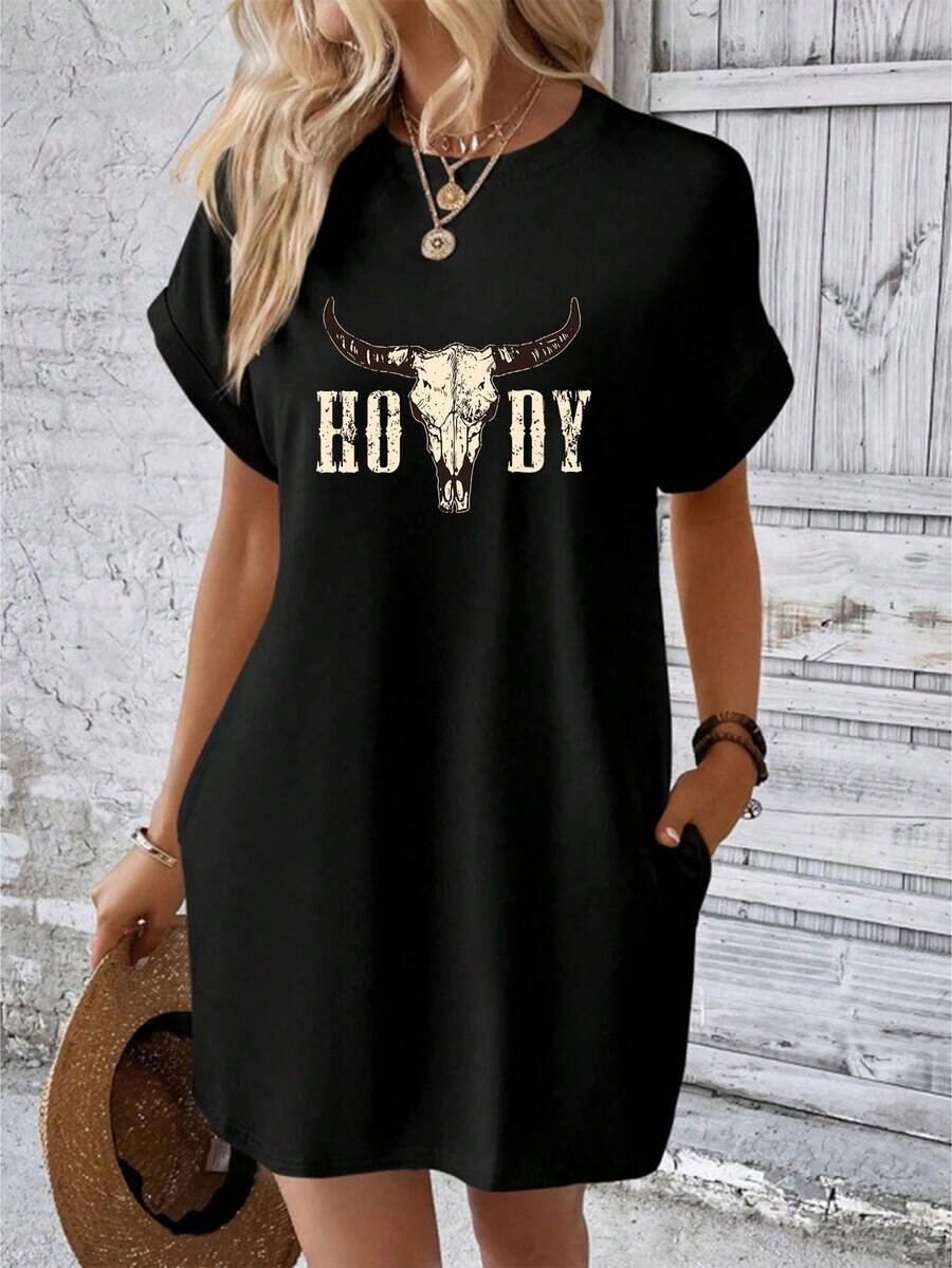 Women Midi Dresses - Black - View 1