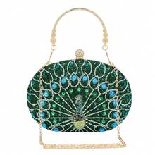 SH Clutch Purses For Women Formal Rhinestone Evening Bag Sparkly Handbags Wedding Party Cocktail Prom - 綠孔雀離合器 - 查看 1