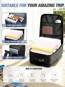 Mochila de viaje grande, mochila para portátil de negocios, tamaño de equipaje de mano 40x20x25cm, cumple con los estándares de las aerolíneas, resistente al agua, compartimento separado para zapatos de múltiples funciones, capa de separación húmeda y seca, adecuada para estudiantes, viajes y uso de portátil - Negro - Ver 5