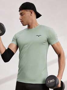 Driftmere 男士休闲海鸥印花圆领短袖T恤，夏季 - 綠色 - 查看 1