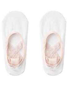 1双专业瑜伽袜，春夏款，芭蕾舞风格蕾丝交叉绑带，防滑袜底，适合普拉提、舞蹈和健身。 - 彩色 - 查看 4