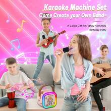 Mesin Karaoke Rumahan dengan 2 Mikrofon Nirkabel, Efek Gema, Speaker Bluetooth Portabel, Cocok untuk Berkemah atau Bepergian, Lampu Pesta LED Terintegrasi, 3 Set Stiker Dekoratif, Aktivitas Bernyanyi Bersama Orang Tua dan Anak, Penting untuk Pesta di Dalam dan Luar Ruangan - MultiWarna - View 5