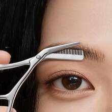 Stainless Steel Eyebrow Trimmer, Dual Function Eyebrow Scissors, Portable Beauty Scissors, Anti-Scratch Eyebrow Trimmer, Dual-Purpose Grooming And Trimming Beauty Tool, Eyebrow Trimmer - Upgraded Version - View 1