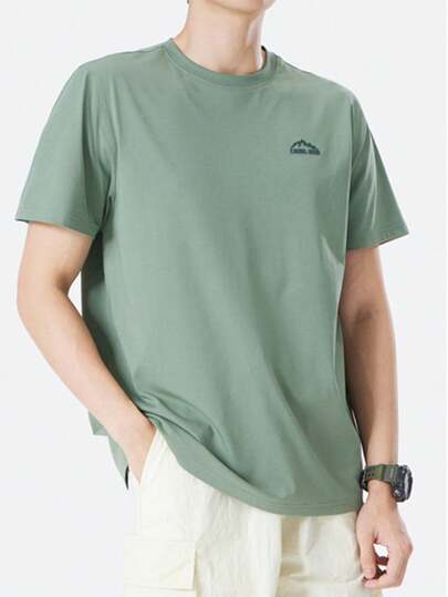 CAMEL CROWN Men's Outdoor T-Shirt, Summer Solona Cool Feel Quick Dry Mountain System Casual Short Sleeve T-Shirt