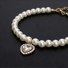 Adjustable Pet Necklace, Made Of Faux Pearl, Elegant Soft Style With Heart Pendant, Fashionable And Suitable For Cats And Dogs Of Different Neck Sizes - Multicolor - View 4