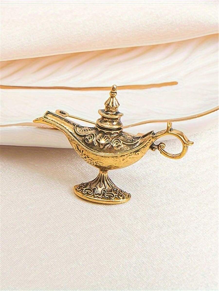 1pc Elegant Zinc Alloy Genie Lamp Brooch Pin, Sexy Infinity Theme, Versatile For Daily & Party Wear, Ideal Campus Gift - Genie Lamp Brooch - View 1